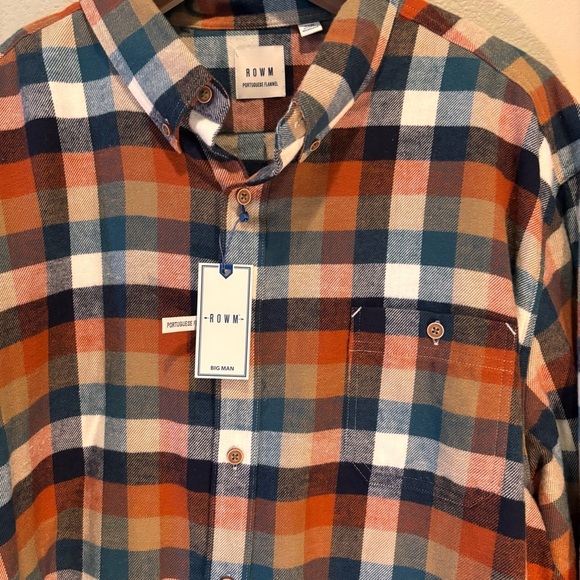 NWT Rowm Nomad Collection Long Sleeve Portuguese Flannel Plaid Shirt, size 3XB - Picture 5 of 13